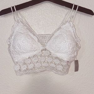 White Crochet Longline Bralette